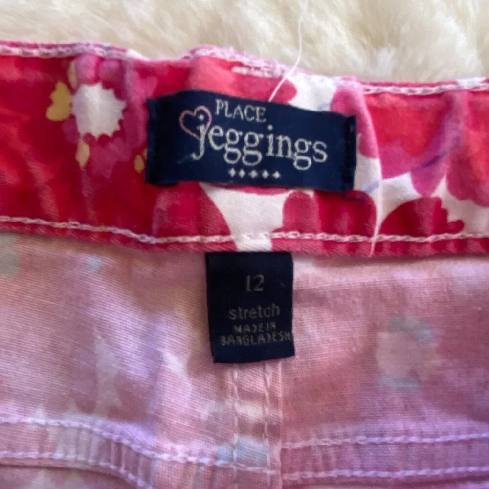 The Children's Place pink floral jeggings girl's size 12 adjustable waist